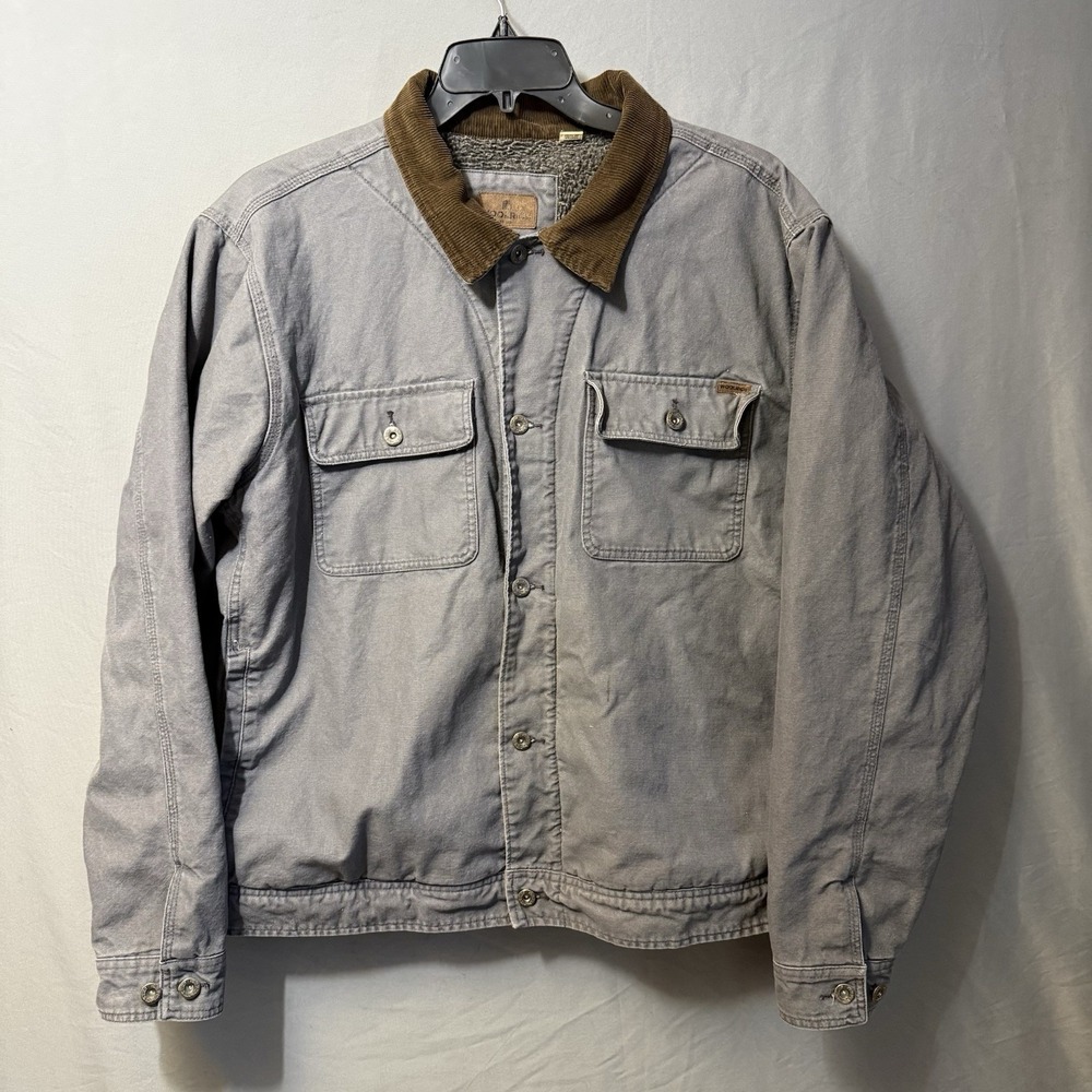 Woolrich Jacket Mens XXL Gray Sherpa Lined Chore Coat Workwear Corduroy Collar‎